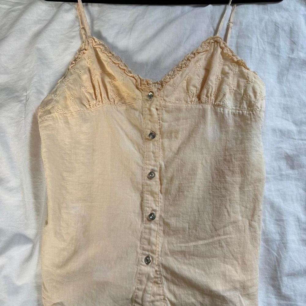 J.M.P. Eyelet Cotton Camisole Top Womens XL Peach Coquette Cottagecore
